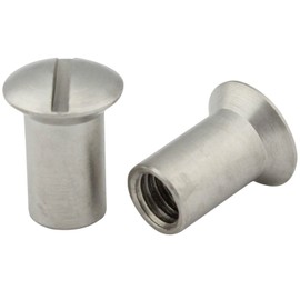 Sleeve nuts with raised countersunk head and slotted drive – M6 x 16 – (5 pieces) – made of stainless steel A1 (VA) – NIRO – SC9061 – pan head | SC-Normteile®