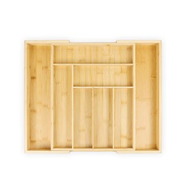 JOYOJ Bamboo Kitchen Drawer Organizer for Utensils Holder, Cutlery Tray and Silverware Organizer, Drawer Dividers Organizer for Silverware, Flatware, Knives in Kitchen (Natural, Large)