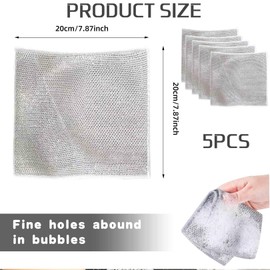 HLMYER 5 PCS Multipurpose Wire Dishwashing Rags for Wet and Dry,Reusable Wire Dishwashing Rags for Wet and Dry,Non-Scratch Scouring Cloths,Wire Cleaning Cloths for Kitchen Cars and Vegetables