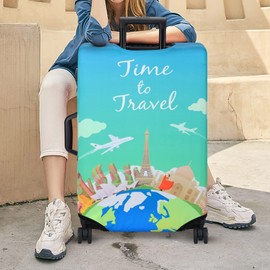 KYKU Funda de equipaje de viaje de elastano, protector de veliz antiarañazos, Funda para equipaje mundial, L(26-28 Inch Luggage Cover)