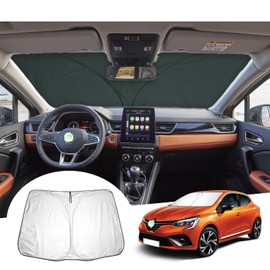 GAFAT Compatible with Renault Clio 5 V 2020-2023 2024 Sun Protection Front Windscreen Inside, Clio 5 RS Line/E-Tech Hybrid Sunshade Windscreen Parasol Sun Visor, UV Protection, Clio Accessorie