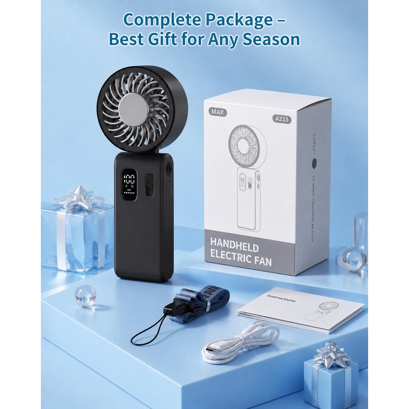 NORHOM Portable Handheld Fan with Ice Cooling, 100 Speed Rechargeable