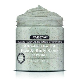 Fabeya activated charcoal face and body scrub, 340 milliliter