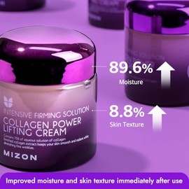 MIZON Crema Hidratante Facial con Colágeno Power Lifting 75 ml - crema facial de noche coreana reafirmante e hidratante con niacinamida, skincare core