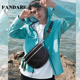FANDARE Casual Shoulder Sling Bags Teens Crossbody Bag Girls Saddle Satchel Bag Lightweight Multifunctional Messenger Bag for Sport Campus Hiking Cycling Daily Use Waterproof Nylon Oxford Black