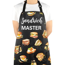 VAMSII Sandwich Lover Apron With Pockets Sandwich Master Adjustable Apron Foodie Kitchen Gift Sandwich Maker Gift (Sandwich Master A)