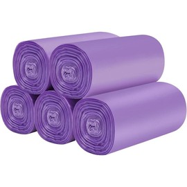 5 Rolls Small Trash Bags - 200 Counts Durable 4 Gallon Small Garbage Bags for home office kitchen Bathroom Bedroom Trash Can liners(Purple) - Color: 100 Count Silver