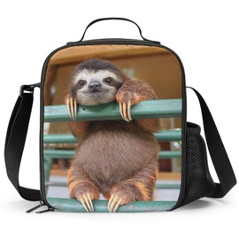 JIMOWANG Sloth Insulated Lunch Bag with Shoulder Strap and Bottle Holder Portable Thermal Lunch Container Bag for School Travel Picnic