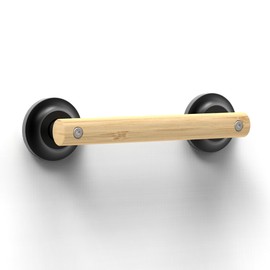 AquaChase Natural Bamboo Grab Bar for Bathroom & Toilet, ADA Compliant Balance Assist Handrail for Handicap and Seniors, 9in Matte Black