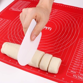 webake Silikon Backmatte Silikonmatte Backen 50 x 40 cm Teigmatte Backunterlage Antihaftbeschichtet Ausrollmatte Fondant Matte für Teigrollen Arbeitsmatte, Rot