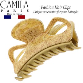 Camila Paris CP3236 French Hair Clip for Women, Mustard, Girls Hair Claw Clips Jaw Fashion Durable and Styling Hair Accessories for Women, Strong Hold No Slip Grip, Made in France