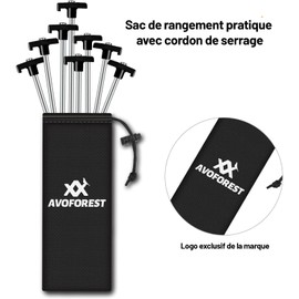 Tent Pegs, AVOFOREST Pegs, Sturdy, Camping Tent Accessories, Long and Robust Pegs, Ideal for Normal and Hard Floor, 18 cm (Black, Pack of 12)