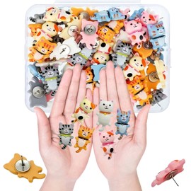 32pcs Cute Cat Push Pin Decorative Thumb Tacks Animal Push Pins for Photo Wall Maps Memo Note Bulletin Board or Cork Boards Multi-Functional Pushpin Tool Office Accessories.
