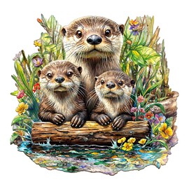 Jigfoxy Wooden Puzzle Adult, Otter Wooden Puzzle Adult, Wooden Puzzle, Unique Educational Toy in Animal Shape for Family Friends, L-50.8 x 50.8 cm, 670 Pieces