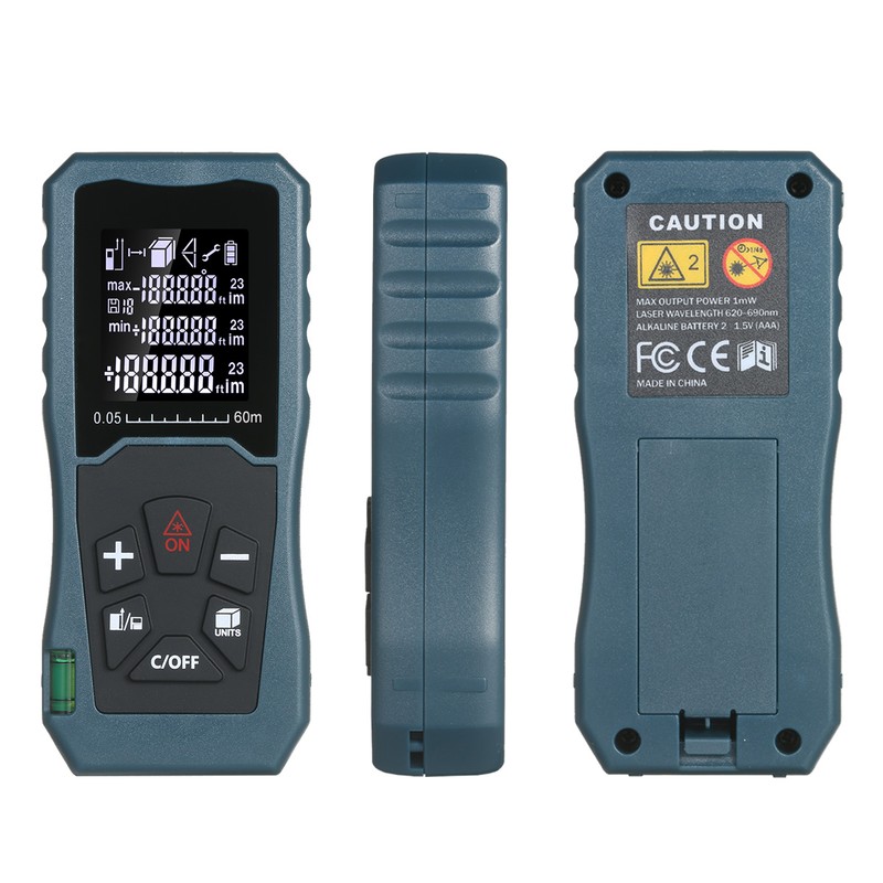 Laser Distance Meter Handheld 1.6-inch LCD Diastimeter Bubble Level Pythagorean