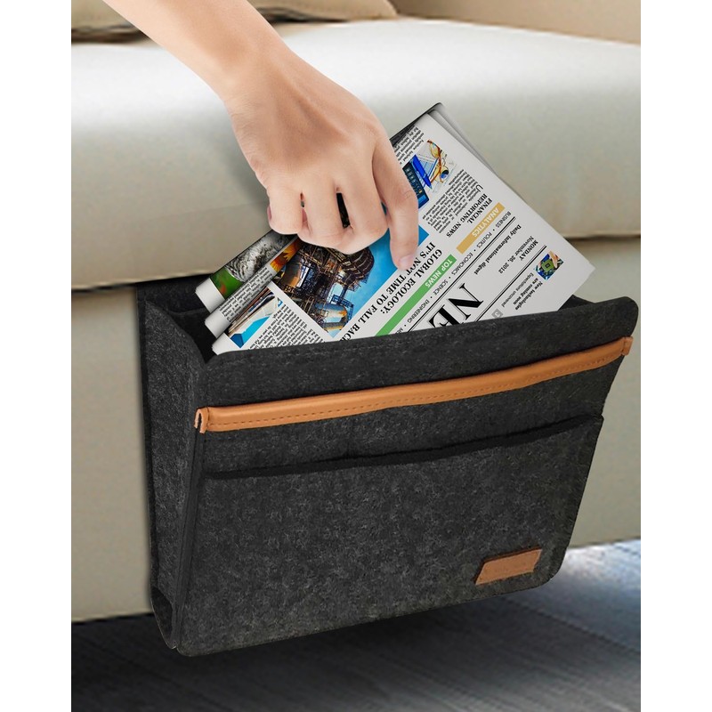 ERKOON Bedside Storage Pocket, Felt Bedside Caddy Thicker Bed Sofa