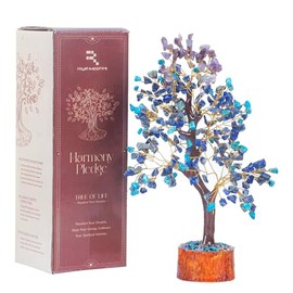 ROYAL SAPPHIRE Amethyst and Turquoise Crystal Tree of Life - Crystal Decor - Spiritual Gifts - Gemstones and Crystals - Gemstone Tree