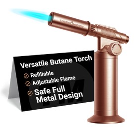 ThermoMaven Butane Torch Lighter, Full Metal Kitchen Torch, Refillable Cooking Blowtorch, Adjustable Flame for Culinary Food, Brulee, Baking, and Soldering, Fits All Butane Tanks (Fuel not Included)