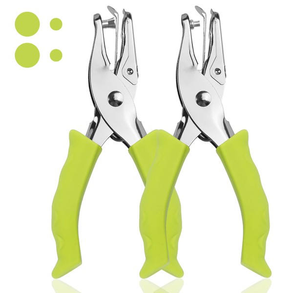 Single Hole Punch, 2 Pcs Hand Hole Puncher with-Green