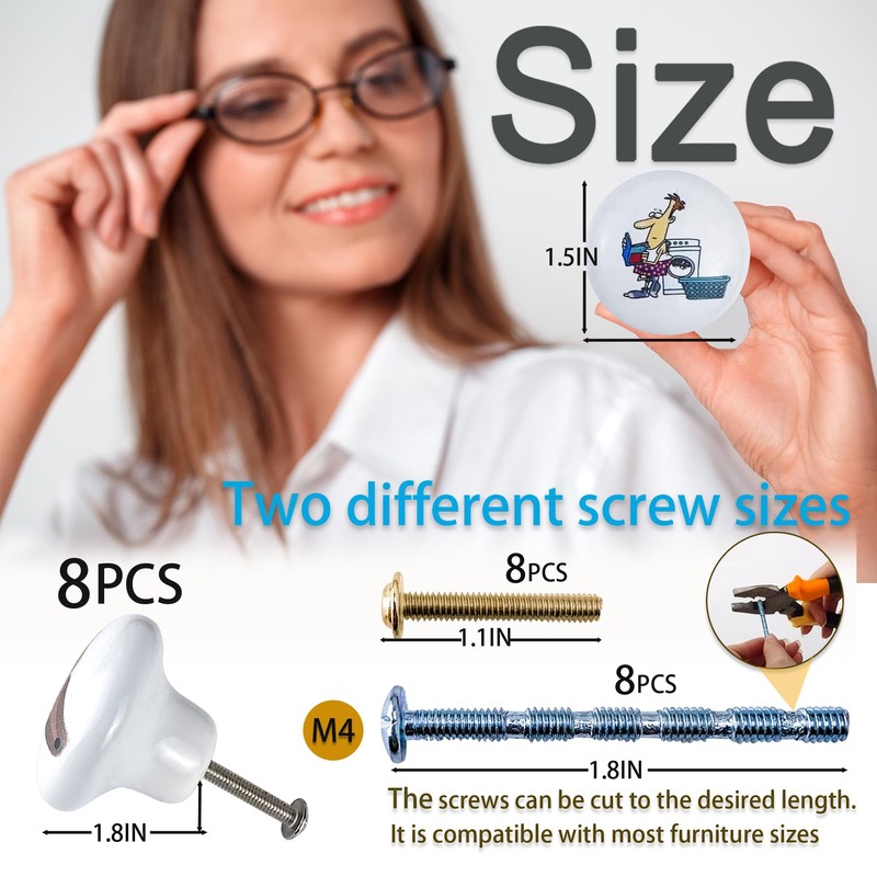 Lasyman 1.5" 8 PCS Fun Unique Laundry Wash Cartoon Theme