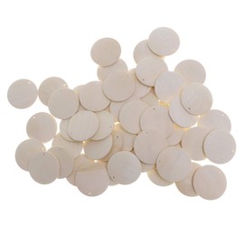 Pack of 50 Round Wooden Discs with Hole DIY Craft Wood for Creative Projects and Decorations