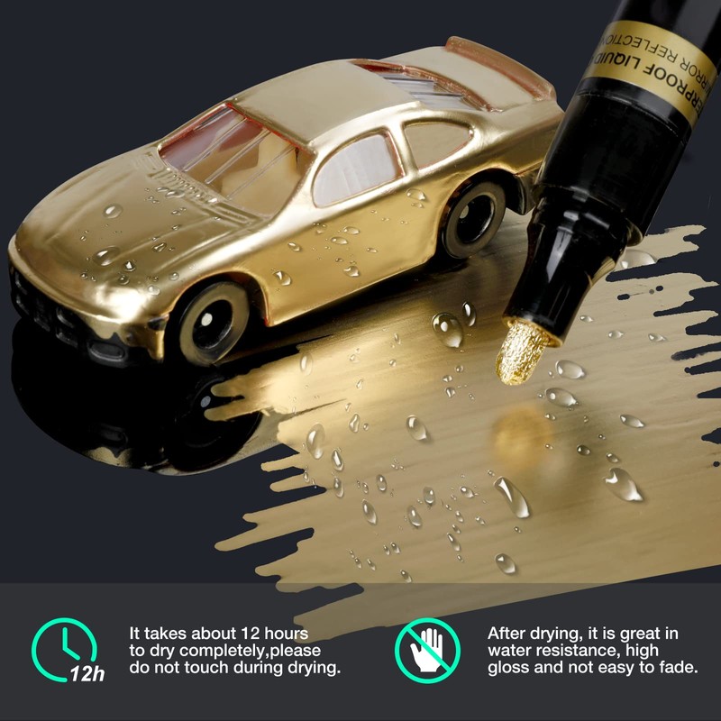 KERIFI Liquid Gold Chrome Markers, Supper Golden Metallic Paint Pens,