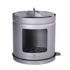 Boundless Voyage Titanium Wood Stove with Trivet, Folding Stand with Charcoal Tray, Pure Titanium, Lightweight, Rustproof, Durable, Mini Wood Stove, Solo Camping, Mountain Climbing, Outdoor Equipment,