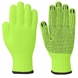 Wideskall® High Visibiliby Large Cotton PVC Dots Grip String Knit Safety Work Glove, 1 Pair