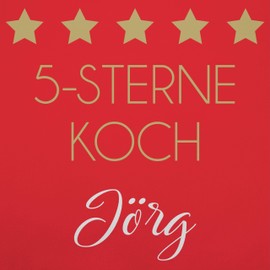 Geschenk mit Namen personalisiert by Shirtracer - Apron - Cooking Apron Men - 5 Stars Chef with Name - Gift Dad Grandpa Brother Hobby Chef Birthday Christmas Father's Day, 3 Red