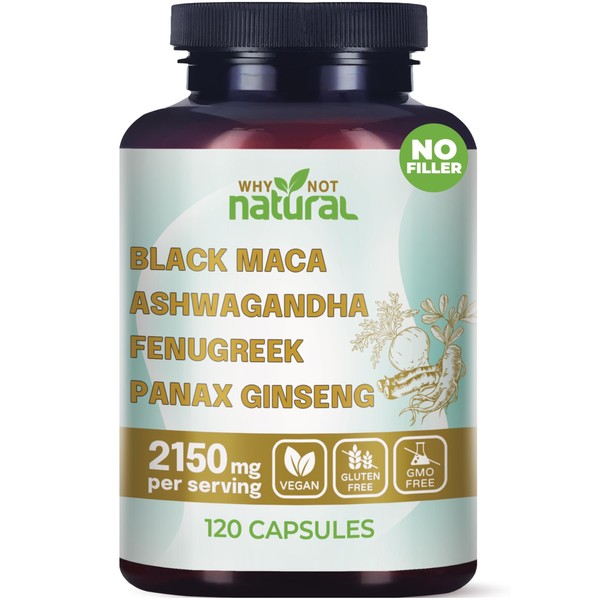 Why Not Natural 4-in-1 Organic Black Maca Root, Ashwagandha, Fenugreek,