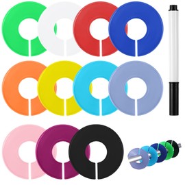 Yuanchu Cupboard Divider, Plastic, Multicoloured, Round Size Finder with Pen, 12 Pieces, Markable Clothes Rack, Divider, Reusable, Sorting, Tidy Clothes, Material, Colour, Style, Season