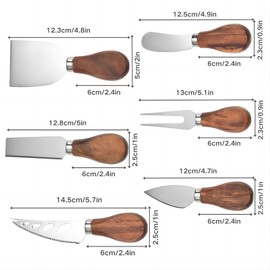 MovFlax 12 Piece Cheese Knife Set, Cheese Slicer Cutters Spreader Charcuterie Board Utensils, Stainless Steel Butter Knives with Wood Handle, Food Labels Markers for Dinner Wedding Party (Gift Box)