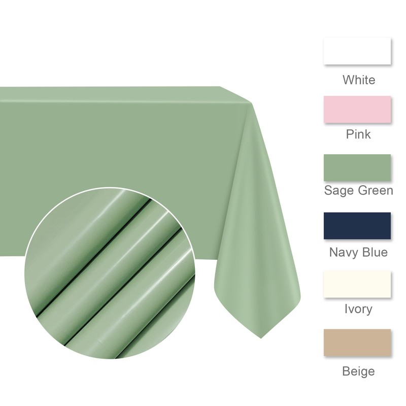 2 Pcs Sage Green Tablecloth Plastic 54 ×108 Inches Rectangle
