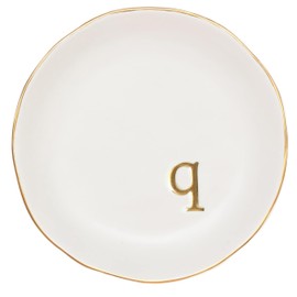 COLLECTIVE HOME - Ceramic Jewelry Tray, Decorative Trinket Dish for Rings Earrings Necklaces Bracelet Watch Keys, Birthday Mother's Day for Women, 4.75", White Surface (Q)