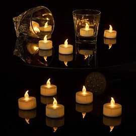 Luces de té, 24 paquetes de velas de luces de té LED sin llama, velas falsas con pilas, 100 horas, ámbar cálido, ideal para bodas, fiestas, Diwali, días festivos, decoración del hogar y exteriores