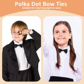 LJBFNN Bow Ties for Boys, Kids Polka Dot Bow Tie Pre-tied Clip on Bowties for Girls School Party Wedding Concert Celebration (Black)