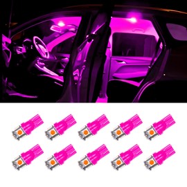 HEVLE 10PCS Car Interior LED Light Bulb, T10 LED Bulb, Car Interior LED Light Bulb, 5SMD 5050 Bright Chips Car LED Lights, Automotive Replacement Bulbs for Car Dome Map (Pink)
