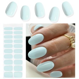 Kalolary Semi Cured Gel Nail Stickers, Gel Nail Strips Long Lasting Gel Strips for Nails UV Gel Nail Stickers with Nail File & Wooden Stick for Women Manicure
