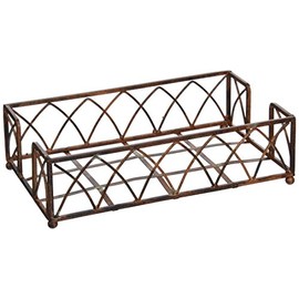 Boston International Arch Design Guest Towel Napkin Holder Caddy, 9 x 5.25-Inches, Aged Chestnut