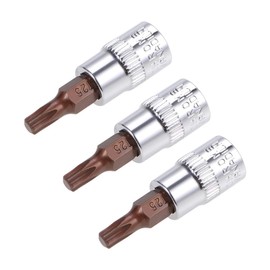 TOP-VIGOR 3Pcs Torx Bit Socket, 1/4" Drive x T25 CR-V Key Socket, Premium S2 Steel Bits, Torx Bit with 38mm Length for Torque Wrench, Ratchet Wrench, Impact Power Drills, Slide Bar