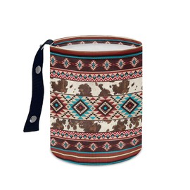 Pensura Tribal Aztec Geometric Car Trash Bag Adjustable Buttons Camping Trash Can Portable Foldable Multipurpose Trash bin Waste Basket Auto Accessories for Car, Home, Outdoor