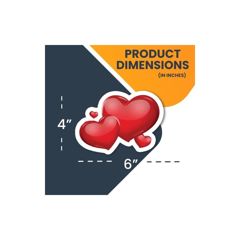 Magnet Me Up Red Hearts Magnet Decal, 6x4 Inches, Heavy