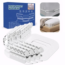 LONGYIFA Heavy Duty Lock Bed Sheet Holders 4PCS - Secure Fit Sheetlocks with Non-Slip Strips, Removable Fitted Sheet Corner Holders, Adjustable Corner Clips for Mattress Protectors
