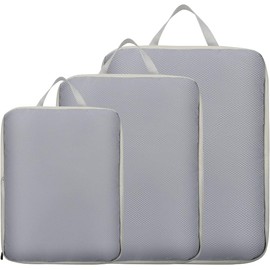 Cubos de embalaje de compresión para maletas, 3 juegos de cubos organizadores de， bolsas organizadoras de maletas de equipaje expandibles,gris