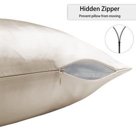 Texbee 100% Mulberry Silk Pillowcase for Hair and Skin with Hidden Zipper, Both Side 23 Momme Silk, Queen Size 1 Pack Gifts for Women Men (50x75CM, Cream)