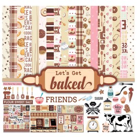 Inkdotpot Baking Theme Collection Double,Sided Scrapbook Paper Kit Cardstock 12"x12" Card Making Paper Pack Of With Sticker Sheet - 16 Pages - Multicolor
