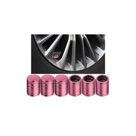 Osilly Car Tire Valve Stem Caps, 6PCS Aluminum Corrosion Resistant Wheel Air Pressure Stem Cover Set with Plastic Liner, Dustproof Auto Tyre Accessories, Universal for Truck, Motorcycle, SUV (Pink)
