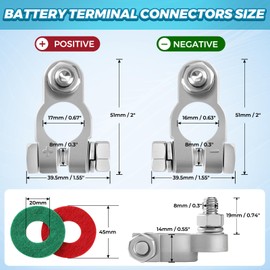 XIOGZAXI Battery Terminal Connectors 1 Pair, Battery Terminals M8x19mm Bolt, Battery Cable Ends Pure Copper with cleaner Protective cover Anti-Corrosion Pad copper lugs 3:1 heat shrink tubing wrench