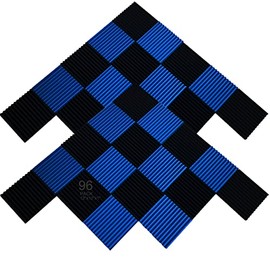 96 Pack Black/BLUE 12"X 12"X1" Acoustic Panels Studio Soundproofing Foam Wedge Tiles,