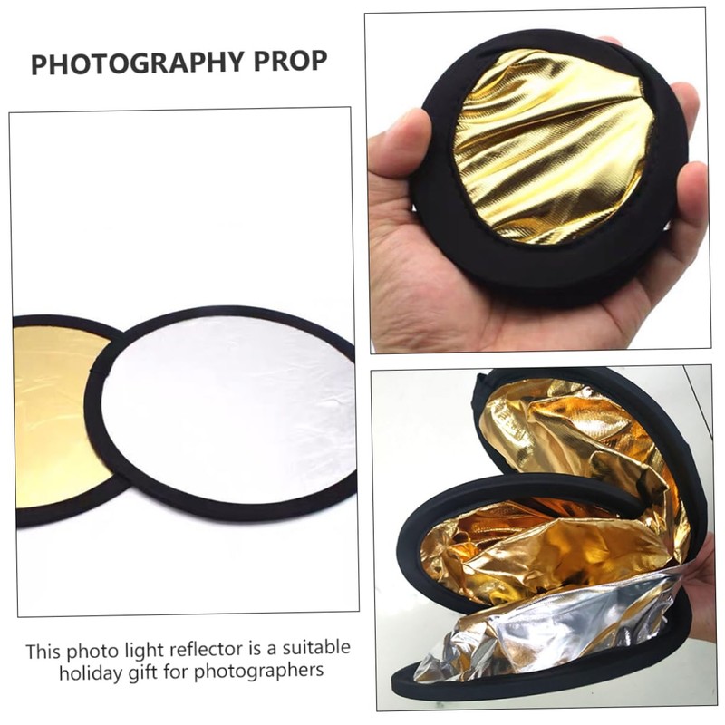 TEHAUX 2Pcs Photography Light Reflector Gold Silver Collapsible Disc for
